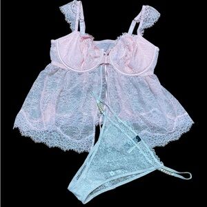 Victoria’s Secret Dream Angel Wicked Unlined Fly-Away Lingerie set X-Large NWT.